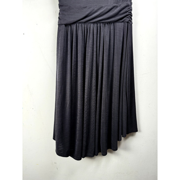 Anthropologie Maeve Black Stretch Modal Faux Wrap Flounce Skirt Classic Dress - Picture 7 of 10